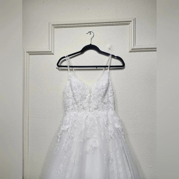 Lulus Height of Love White Embroidered Beaded Backless A-Line Gown Wedding - Picture 7 of 14